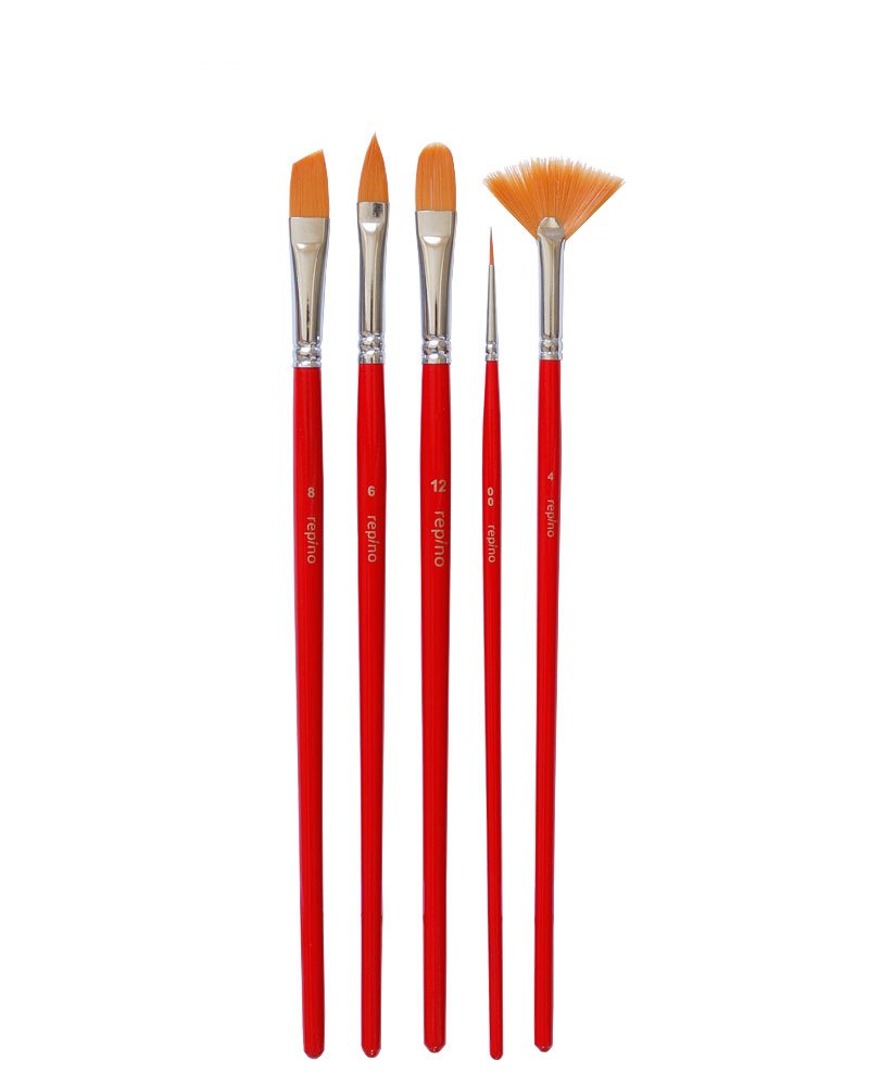 5 Artist Brush Cat Tongue Brush Fan Brush Pointed Brush Flat Brush Set for Acrylic and Watercolour Colours