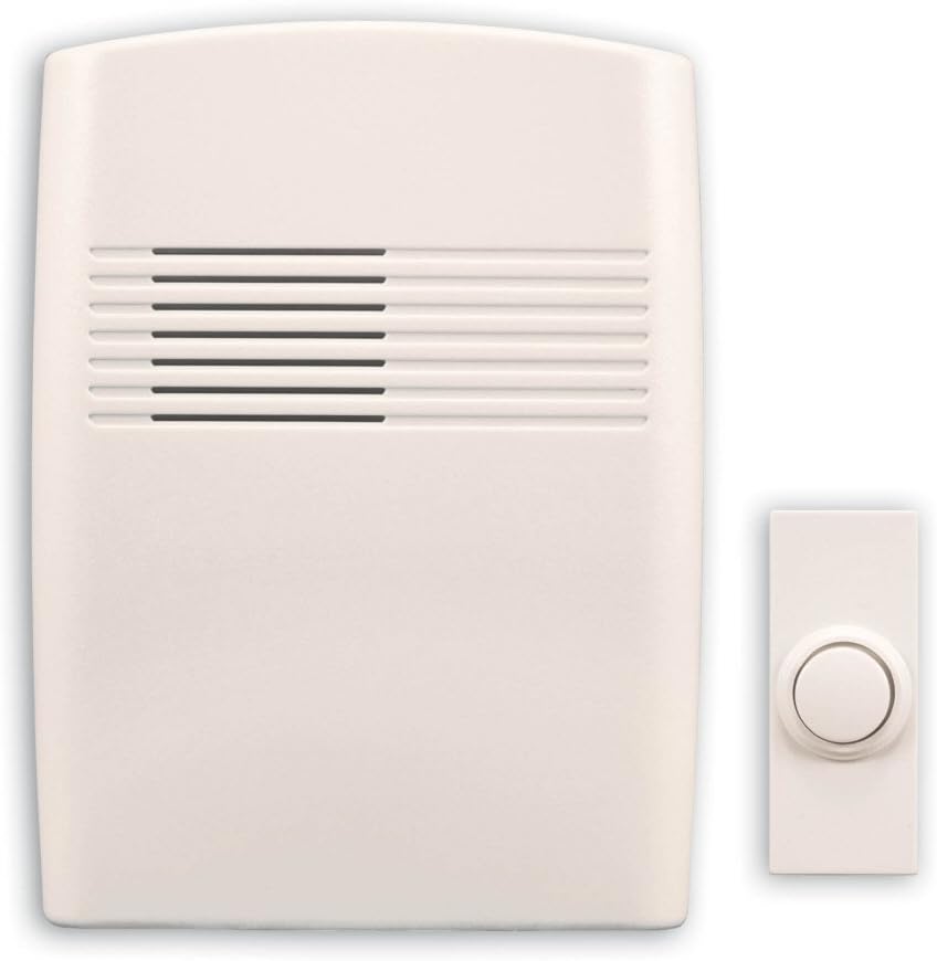 Heath/Zenith SL-7753-02 Wireless Battery-Operated Door Chime with Plastic Chime Cover, Off-White