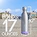 Thermo Tank Insulated Stainless Steel Water Bottle - Ice Cold 36 Hours! Vacuum + Copper Technology - 17 Ounce (Lavender + Steel, 17oz)