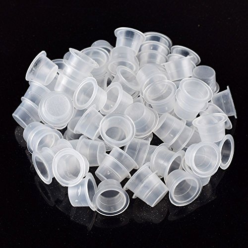 Tattoo Ink Caps - Autdor 300Pcs Tattoo Ink Cups Hot Sale White Plastic Disposable Microblading Makeup Tattoo Caps Mixed Sizes Pigment Cups #9 Small #13 Medium #16 Large for Tattooing, Tattoo ink