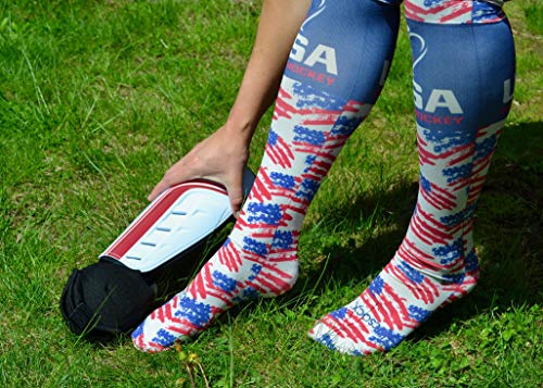 HOCSOCX Womens/Girls Shin Guard Rash UNDER Sport Socks (Medium (Shoe Size 5-11), USA FH 2018)