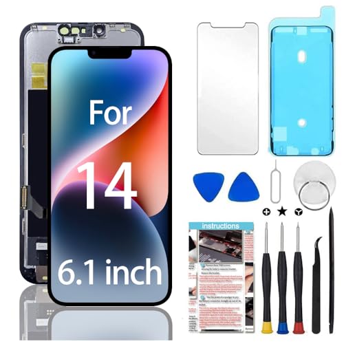 View 1 of Fixerman for iPhone 14 Screen Replacement 6.1 inch, 3D Touch LCD Display Digitizer Assembly with Repair Tools Compatible with Model A2649, A2881, A2884, A2883, A2882