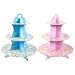 2-Pack Cardboard Cupcake Stand - 3-Tiered Dessert Stand Cupcake Tower - Cupcake Tree Display for Baby Showers, Weddings, Birthdays, Blue and Pink, 11.7 x 13.5 x 11.7 Inches primary