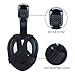 Upgraded Version 180° Full Face Snorkel Mask- Panoramic View Snorkeling Mask, Soft Adjustable Head Straps with Anti Fog and Anti Leak Design (Black, S/M)