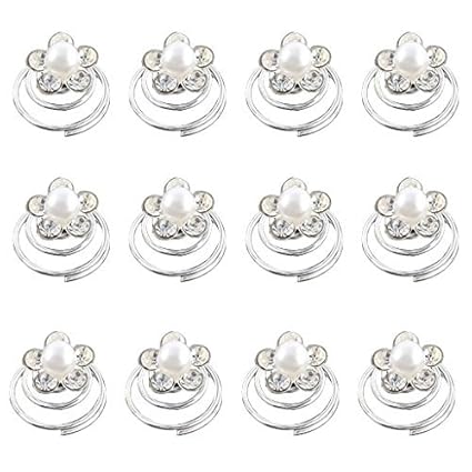 Hair Clip Toogoo R 12pcs Lovely Wedding Crystal Flower Pearl