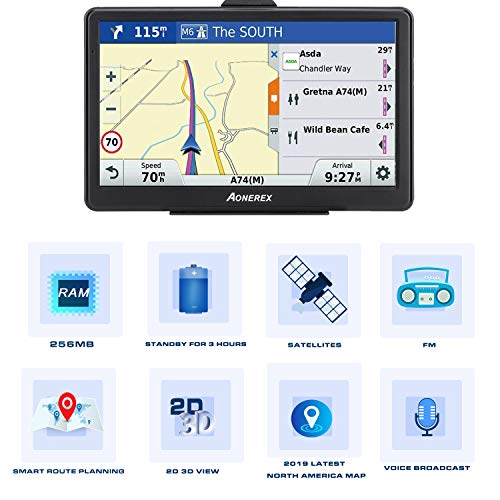 GPS Navigation 7 inch HD Universal GPS Smart Voice Reminder 8 GB ROM 256 MB Global Navigation Satellite System - Newest Map + Lifetime Free Updates - Thumbnail 4