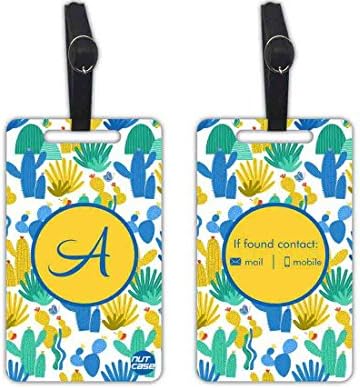 Nutcase Personalised Designer Luggage Travel Baggage Tags - Set of 2 Tags - Cool Cactus Design