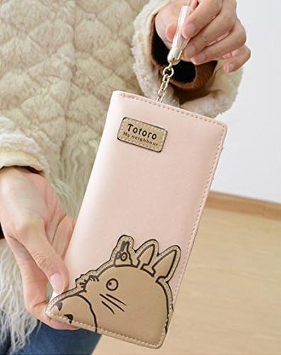J Conner Hayao Miyazaki Anime My Neighbor Totoro Cute Fashion Cartoon Woman Bifolded Wallet Girl Students Long Purse (pink) by J Conner