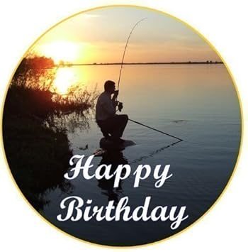 Fishing Design Cake Topper Edible Sugar Icing 7 5 Decoration