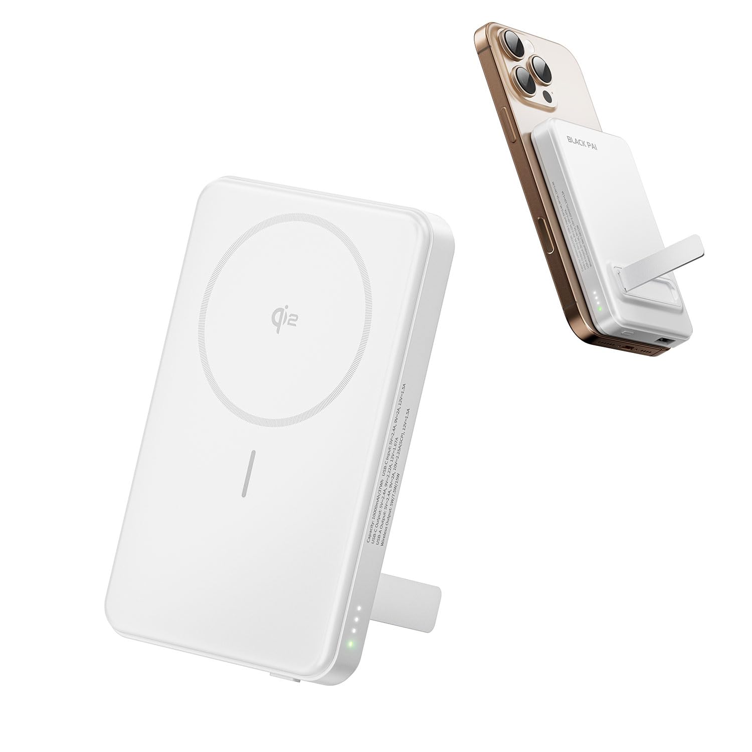 Qi2 Certified Wireless Magnetic Power Bank 10000mAh, Ultra-Slim 22.5W Fast Charging Battery Pack for Mag-safe-Compatible Portable Charger for iPhone 17/16/15/14/13/12 Series with Adjustable Stand
