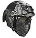 Jadedragon PJ Tactical Fast Helmet & Protect Ear Foldable Double Straps Half Face Mesh Mask & Goggle (Black Python Lines)