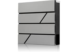 YOOBOX Wall-Mount Mailbox with Lock and Keys, Drop Box for House Outside, Security Steel Metal Mail Box with Newspaper Compartment, 14.57 x 14.57 x 4.33 Inch, Grey, MD025 X-Large