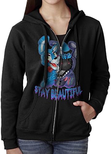 JHKM Women's FIVE NIGHTS AT FREDDY'S Zip-Up Hooded Sweatshirt Jackets Black