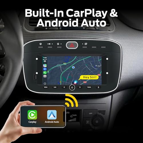 Fiat Punto (2010-2016) Linea(2012-2015) Linux Car Radio with CarPlay Wireless and Android Auto, 2 Seconds Start, Physical Control by Knob, OEM Level Audio, Plug & Play Installation