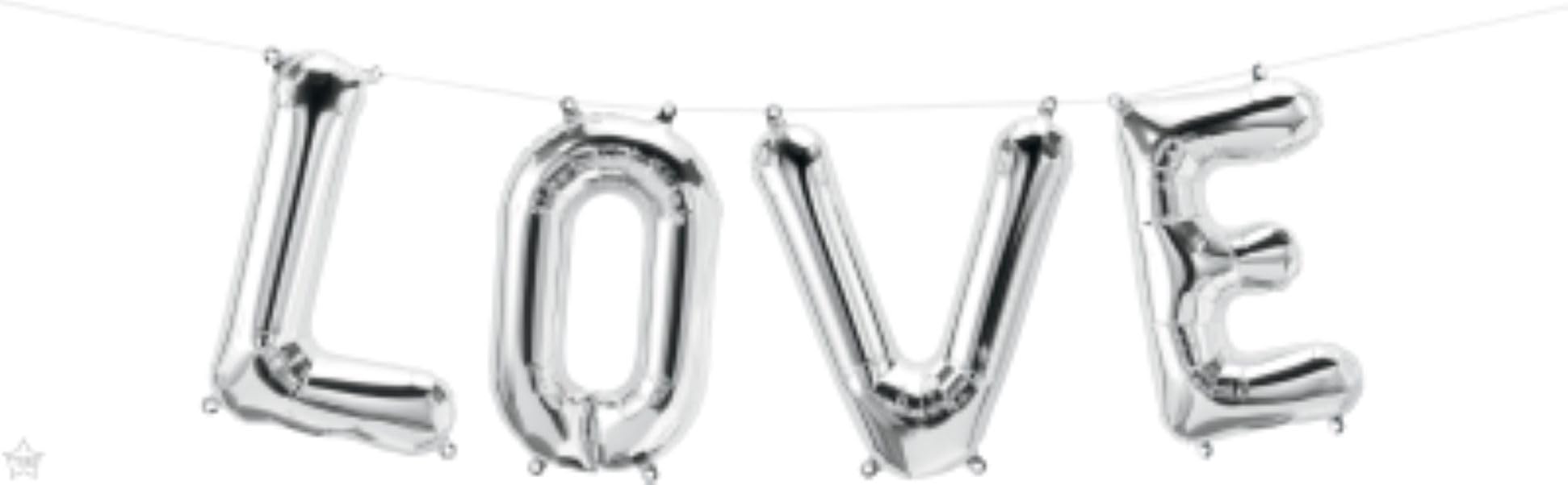 Love Silver 16" Kit Foil Balloons