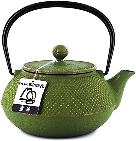 Japanese cast iron Teapot -Ondine - green & gold