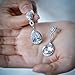 EVER FAITH Zircon Austrian Crystal Wedding 8-Shape Pierced Earrings Silver-Tone