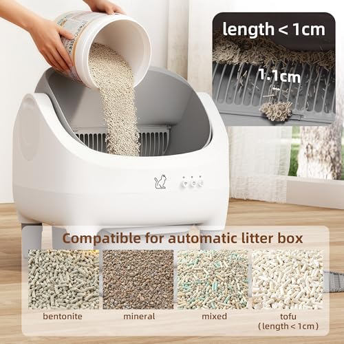 Citylife Automatic Cat Litter Box with APP Control, Extra Large Self Cleaning Litter Box for Multiple Cats, Open-Top Odor-Free Electric Kitty Litter Boxes，White XX-Large