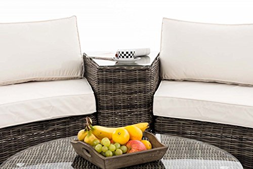 HomeStylist Gartengarnitur Polyrattan Eckbank Marvina Cremeweiss, Grau – Bild 4