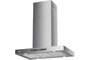 IKTCH Upgrated 36 inch Island Mount Range Hood, 900 CFM Ducted Range Hood with 4 Speed Fan, Stainless Steel with Gesture Sensing & Touch Control Making life Smarter IKIS02-36