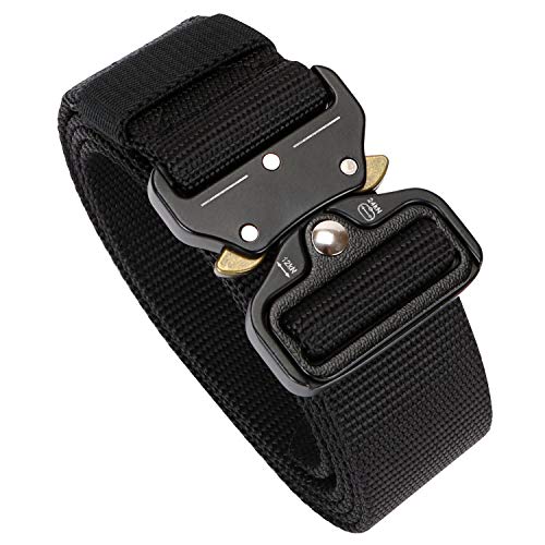 WERFORU Tactical Belt, Military Style Webbing Riggers Web Belt Heavy-Duty Quick-Release Metal Buckle