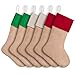favide 16 Inches Christmas Burlap Stockings Xmas Fireplace Hanging Stockings for Christmas Decoration DIY, Pack of 6 （Red, Green, White）