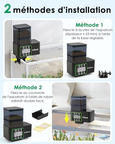 Petbank Fish Food Dispenser 230/510mL, Automatic Fish Dispenser with Timer, USB Rechargeable Aquarium Food Dispensers, LCD Display - Aquarium Food Dispensers