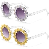 Round Flower Sunglasses for Women Flower Shaped Cute Glasses UV 400 Protection Daisy glasses for Holiday beach
