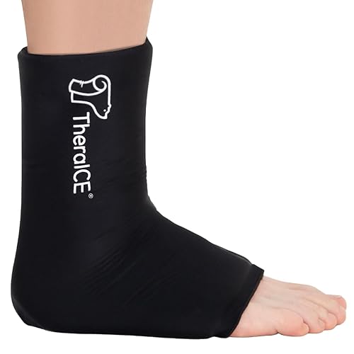 TheraICE Ankle Ice Pack Wrap for Swelling Sprained Ankle Brace for Women  Men, Cold Therapy Support Compression Socks, Plantar Fasciitis Achilles 