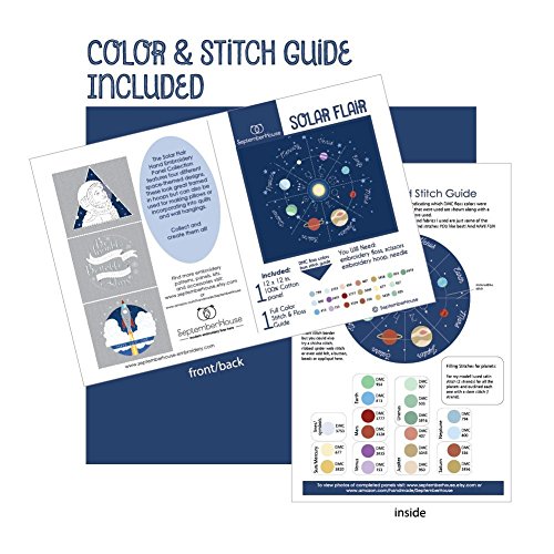 Planets Embroidery Kit, Solar System hand embroidery panel pre-printed fabric for hand embroidery, Space Embroidery Pattern Design