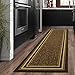 Ottomanson Ottohome Collection Contemporary Bordered Design Non-Skid (Non-Slip) Rubber Backing Runner Rug, 20" X 59", Brown primary