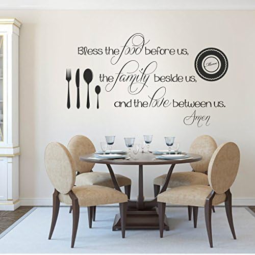 Removable Decal Vinyl Quotes Wall Stickers Decal Mural Family Decal Home Room Decal Bless The Food Before Us£¨X-Large,Dark Brown£©