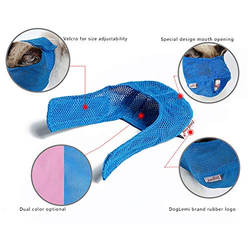 1pc Breathable Cat Mouth Cover Cat Muzzle Breathable Mesh Pet Muzzle Grooming Kitty Mask Anti Biting and Chewing Anti-Meow(Blue Size:L)