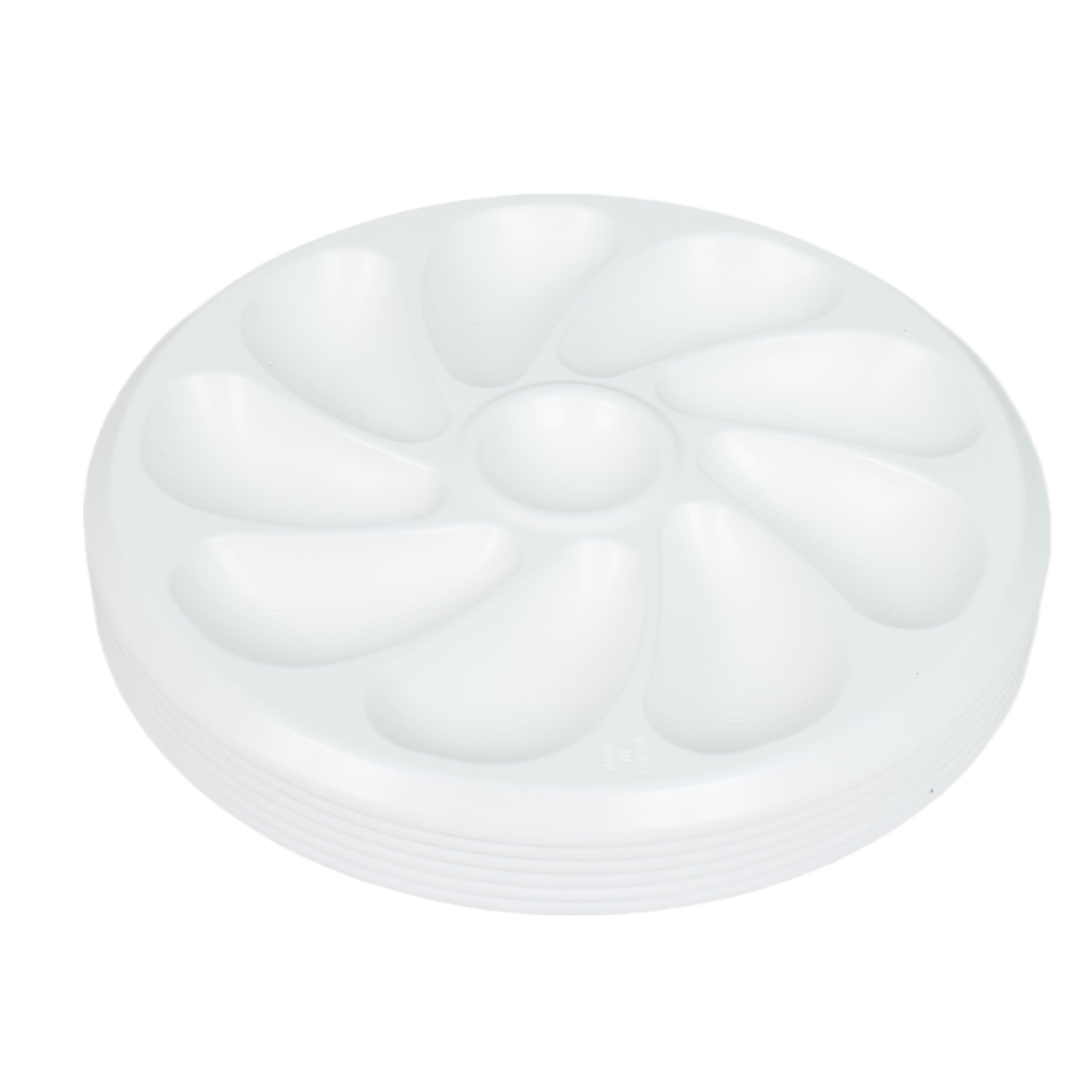 YVAN MOINS CHER Set of 6 Oyster Plates 9 Compartments +1 for Lemon, Sauce. French Made in France Oyster Shell Base for Home, Restaurant, Diameter 26 Cm Color White