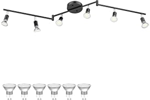 HURYEE Track Lights Ceiling, Black 4 Way Light Fixtures for Kitchen Hallway Bedroom Gallery Fixture Directional Accent Lamp Include 4 Bulbs (4W, Daylight White)
