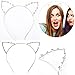 Buytra Women's Girls Rhinestone Crystal Cat Kitty Ears Headband for Party Masquerade Fancy Dress Costume, Gold, Silver, Pack of 2