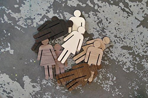 Large Wooden Restroom Bathroom Figures - WC Signage - 8" Stand Alone Male & Female Set - Wood People