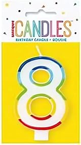 Unique Vibrant Rainbow Border Number 8 Birthday Candle 7cm x 12cm view 3
