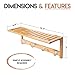 ToiletTree Products 100% Bamboo Wooden Natural Shelf with 4 Stainless Steel Hooks