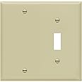 ENERLITES Combination Wall Plate (Blank Device/Toggle Switch), Standard Size 2-Gang, Polycarbonate Thermoplastic, Ivory 880111-I