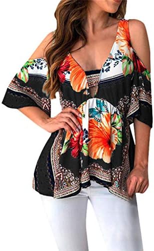 YJYdadaS Fashion Womens Short Sleeve V-Neck Folk Custom T-Shirt Casual Tops