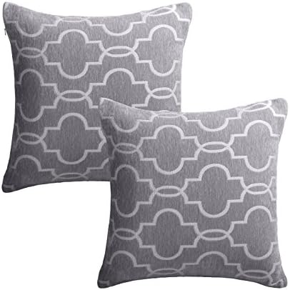 ALBAD Throw Pillow Cover 18 x 18 Inch Sets of 2 Decorative Square Pillow Covers 100% Cotton Decorative Square Cushion Case Sofa Durable Modern Stylish Cushion Gray Covers Hidden Zipper