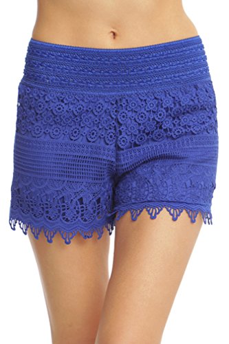 ToBeInStyle Women s Crotchet Lace Shorts - Royal - Small