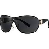 Breaksun Fashion Oversized Y2K Sunglasses for Women Men Luxury Wrap Around Shield Sun Glasses Trendy Rimless Shades