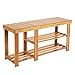 HOMFA Bamboo Shoe Rack Bench 3-Tier, Entryway Storage Organizer with Seat, Shoe Shelf for Boots, Multi Function Furniture for Hallway, Bathroom, Living Room, Corridor Natural Color