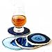 Pantrasamia Agate Coaster Cup Mat Natural Sliced Agate Beverage Coasters for Drinks Gift Set of 4 Plates (3.5-4 Inch, Blue)