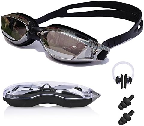 Alistart Swimming Goggles or Anti Fog Swimming Goggles with Free Protective Case, Nose Clip and Earplugs, Swimming Glasses Clear Vision UV Protection Anti Fog Scratch Resistant Lenses