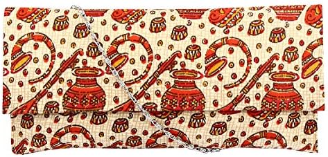 SontronixTM Young Women's Silk Ethnic Handcrafted Party Clutch (BPC124, Multicolour, Medium)