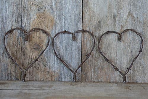 Rustic Valentine Hearts, French Country, Set of Three Hearts, Three Hearts, Barbed Wire Heart, Barb Wire, Country Charm meets Shabby Chic, A Piece of the "Old West!" Rust, Rusty,