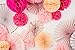 PapaKit Deluxe Origami Large Wall Decoration Set (Assorted Paper Fans & Pom-poms) Birthday Party Baby Shower Wedding Event Decor | Creative Art Design (Sparking Pink Rose Blush, Deluxe 26 Piece Set)